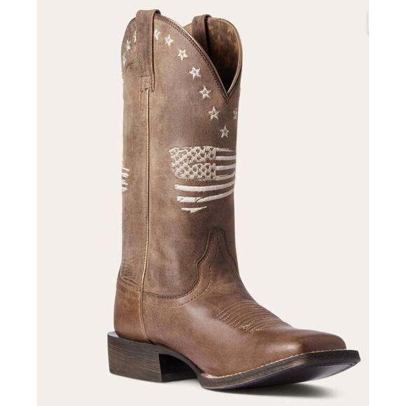 Ariat Women's Circuit Patriot Brown Square Toe Western Boots Leather Size 7 NWOB - Picture 1 of 11